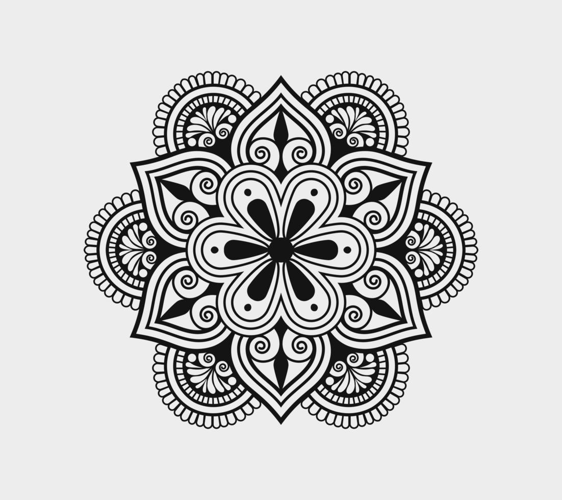 Vector linear floral laser-cutting seamless decorative black and white pattern mandala design