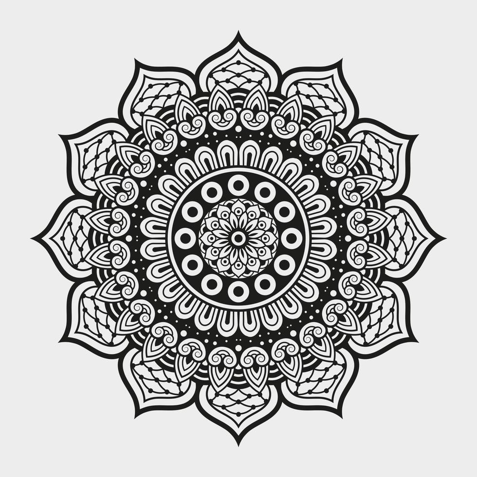 Vector linear floral laser-cutting seamless decorative black and white pattern mandala design
