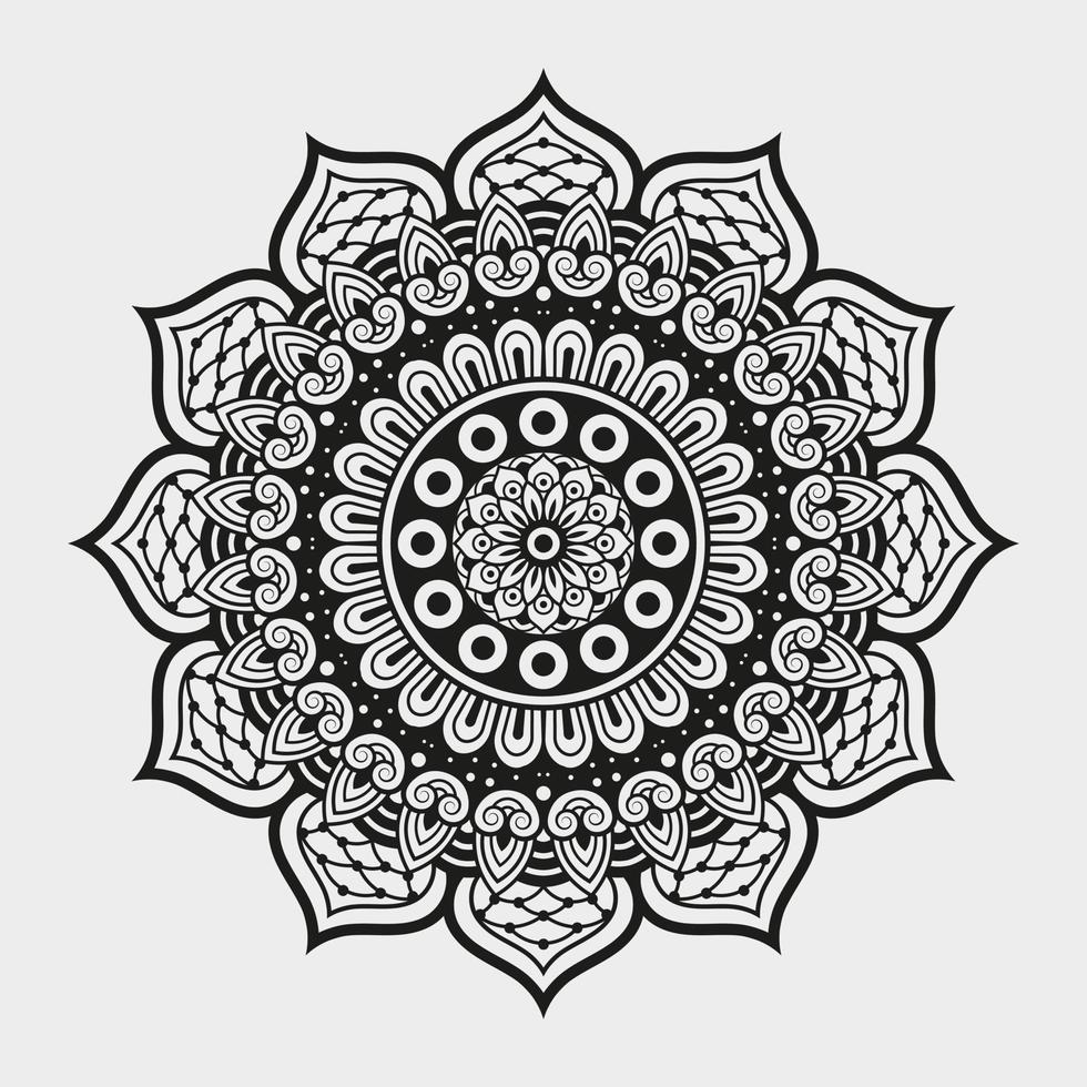 Vector linear floral laser-cutting seamless decorative black and white pattern mandala design