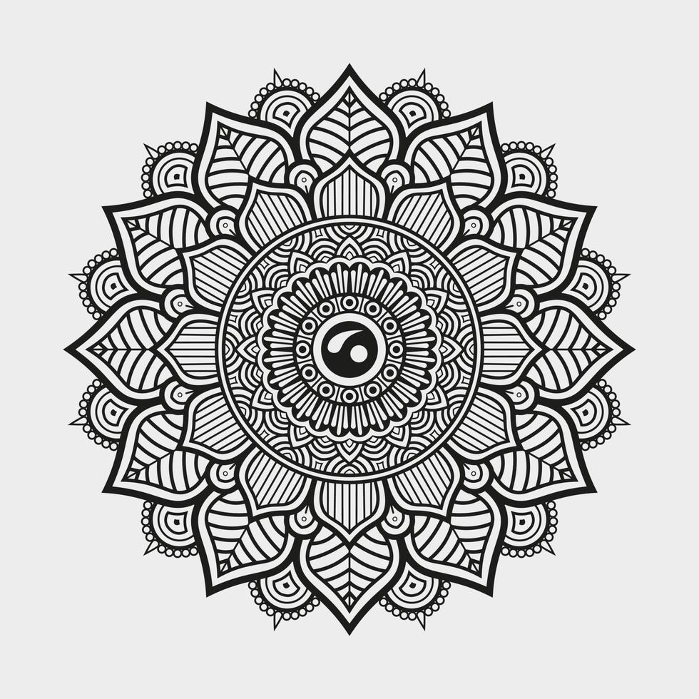 Vector linear floral laser-cutting seamless decorative black and white pattern mandala design
