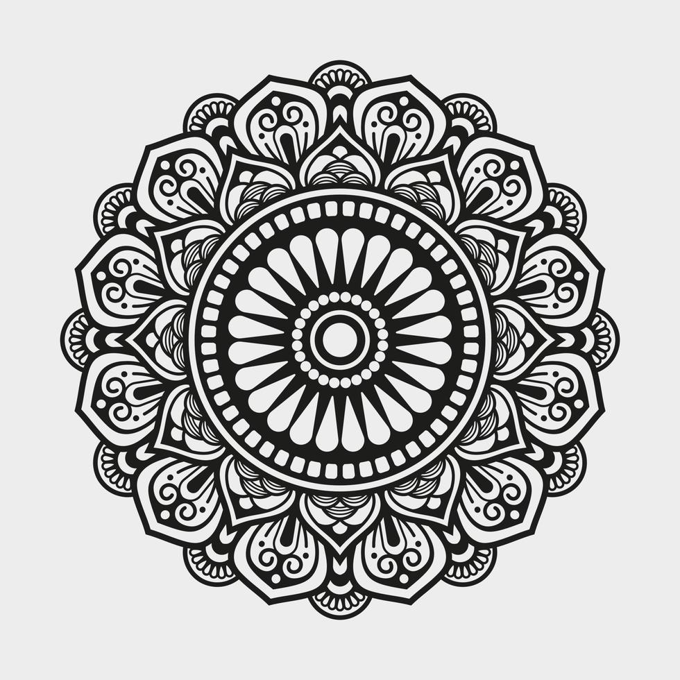 Vector linear floral laser-cutting seamless decorative black and white pattern mandala design