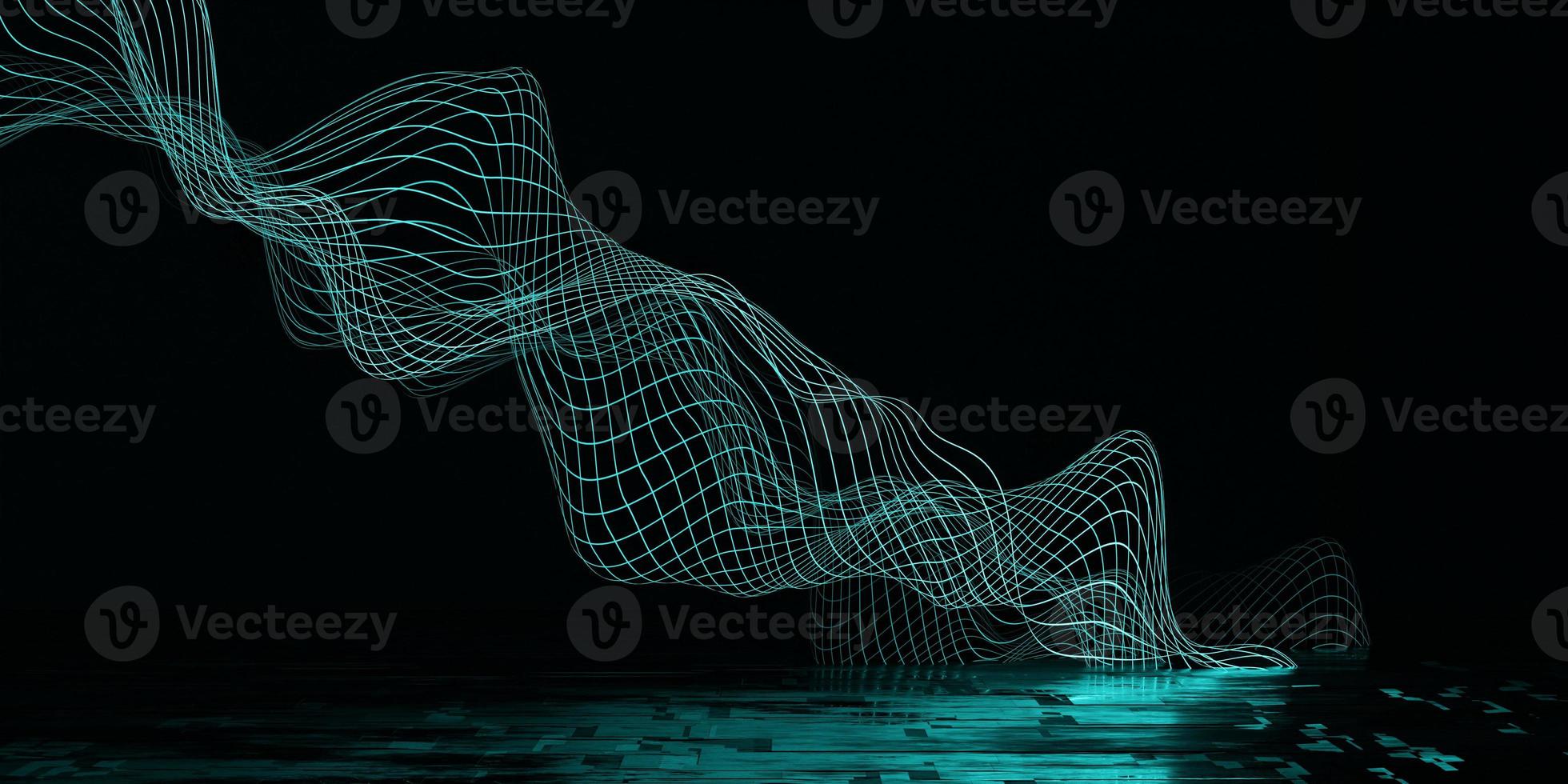 3d render,abstract wave technology background with blue light .colorful fantastic background with curvy shape glowing photo