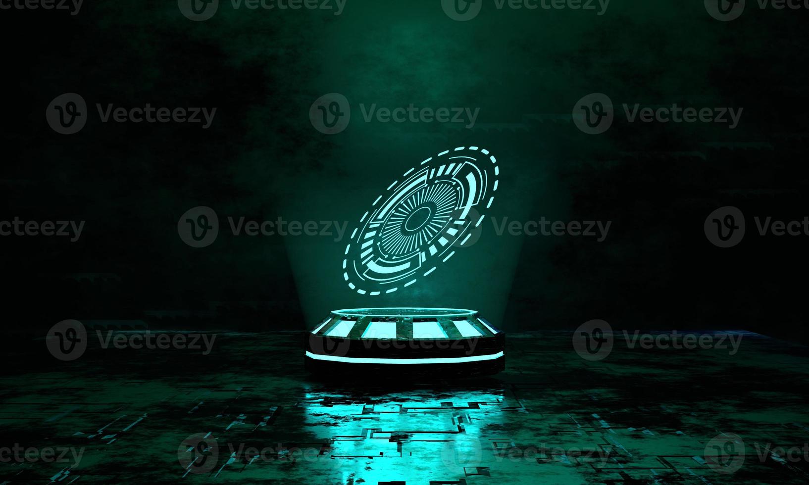 3D render Abstract technology concept background with blue lights. HUD blue color abstract screen . photo