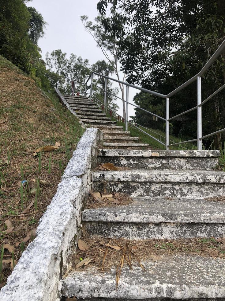 aleatorio escalera situado en el medio de excursionismo caminos foto