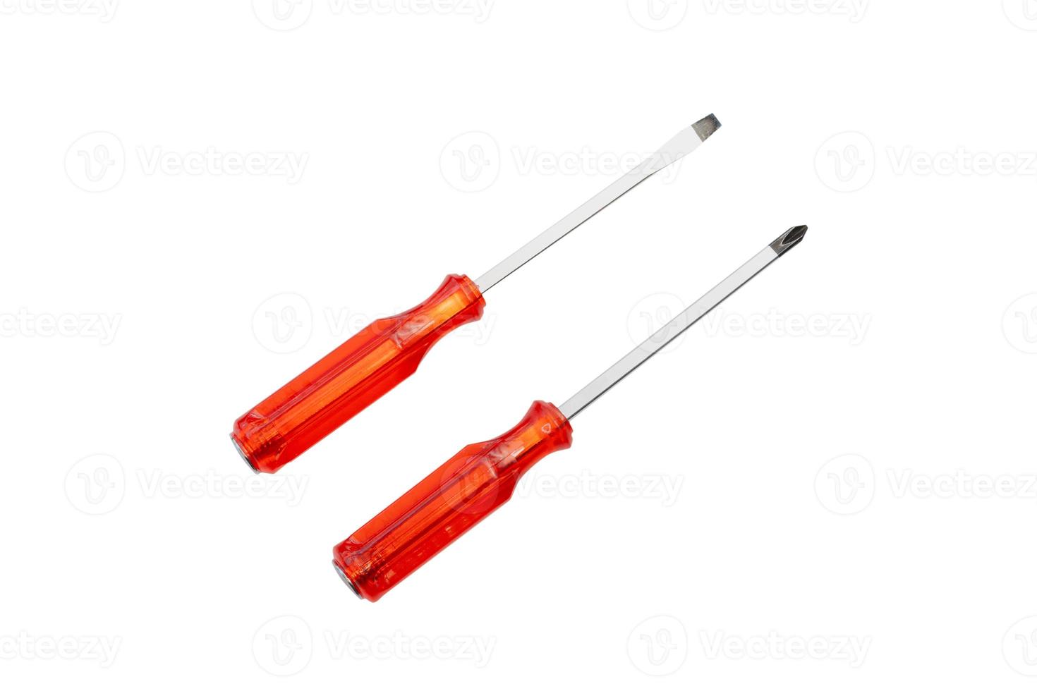 screwdriver on white background ,  screwdriver is the most common hand tool. photo