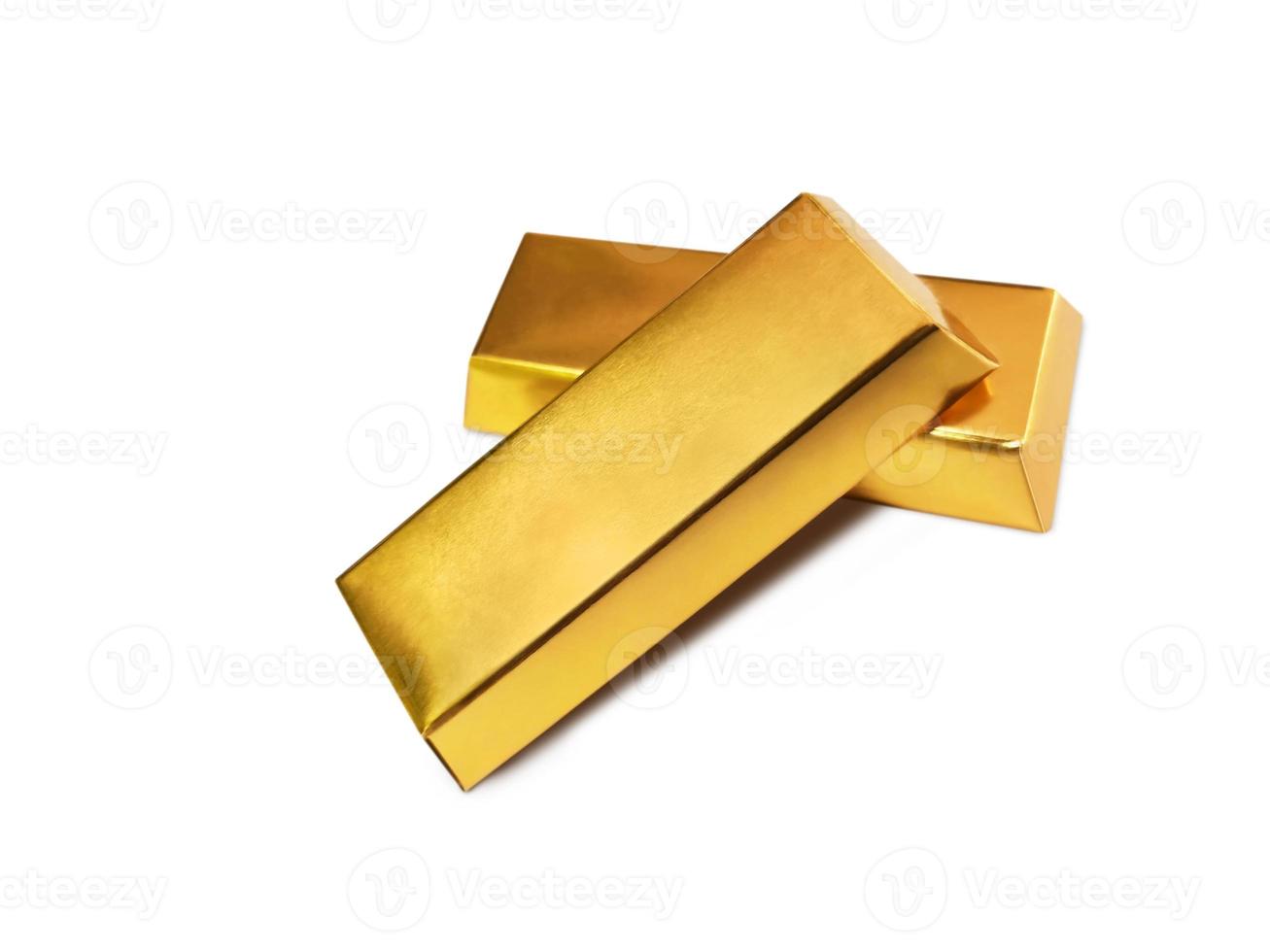 Gold  separate bar on the white background photo