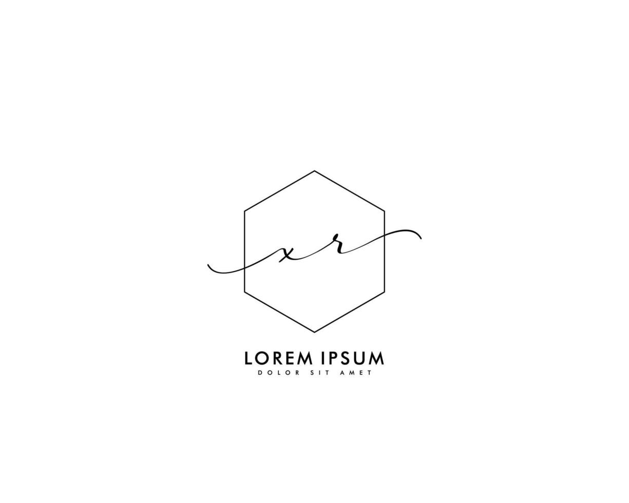 Initial letter XR Feminine logo beauty monogram and elegant logo design, handwriting logo of initial signature, wedding, fashion, floral and botanical with creative template vector