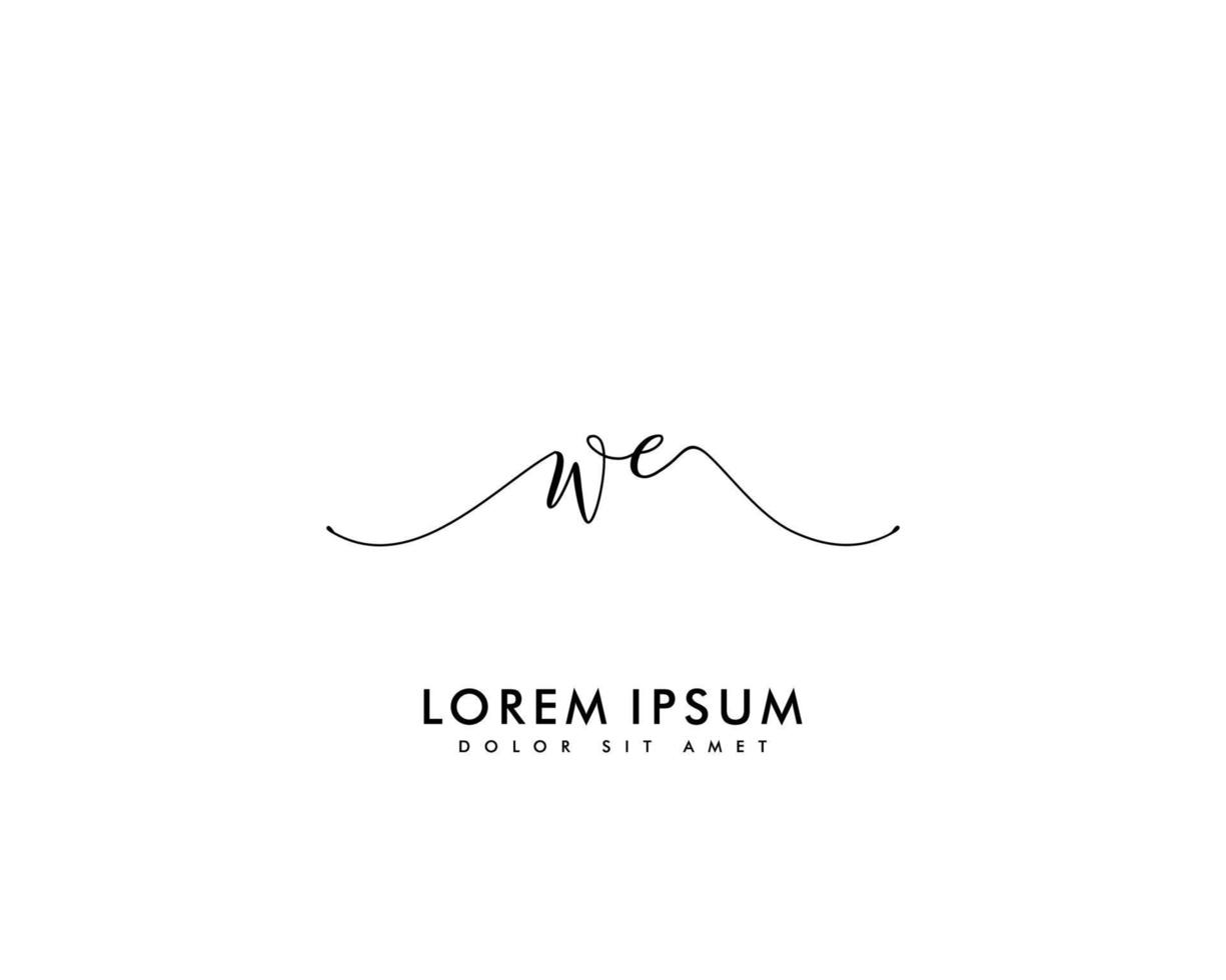 Initial letter WE Feminine logo beauty monogram and elegant logo design, handwriting logo of initial signature, wedding, fashion, floral and botanical with creative template vector
