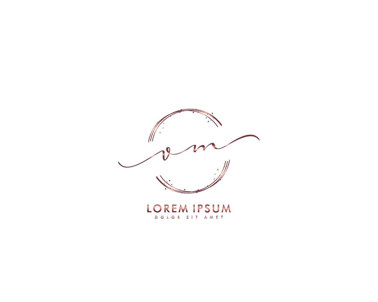 Initial letter VM Feminine logo beauty monogram and elegant logo design, handwriting logo of initial signature, wedding, fashion, floral and botanical with creative template vector
