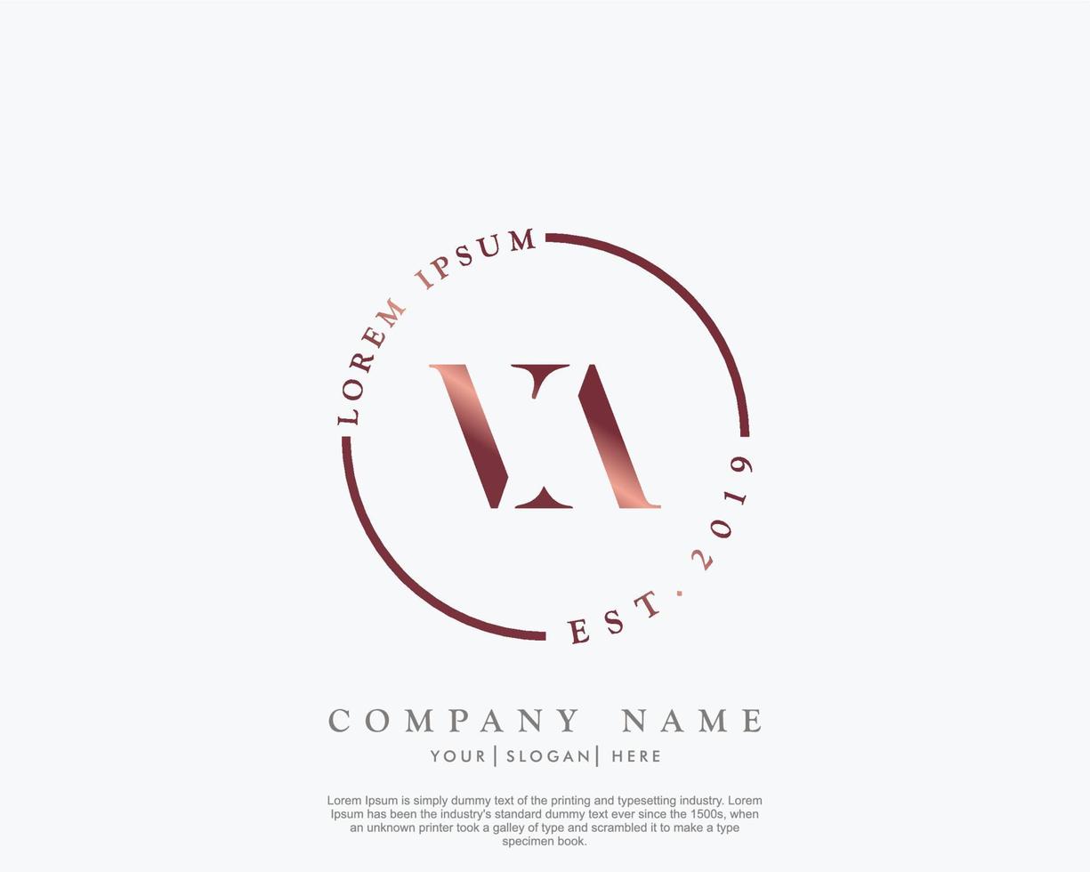 Initial letter VA Feminine logo beauty monogram and elegant logo design, handwriting logo of initial signature, wedding, fashion, floral and botanical with creative template vector