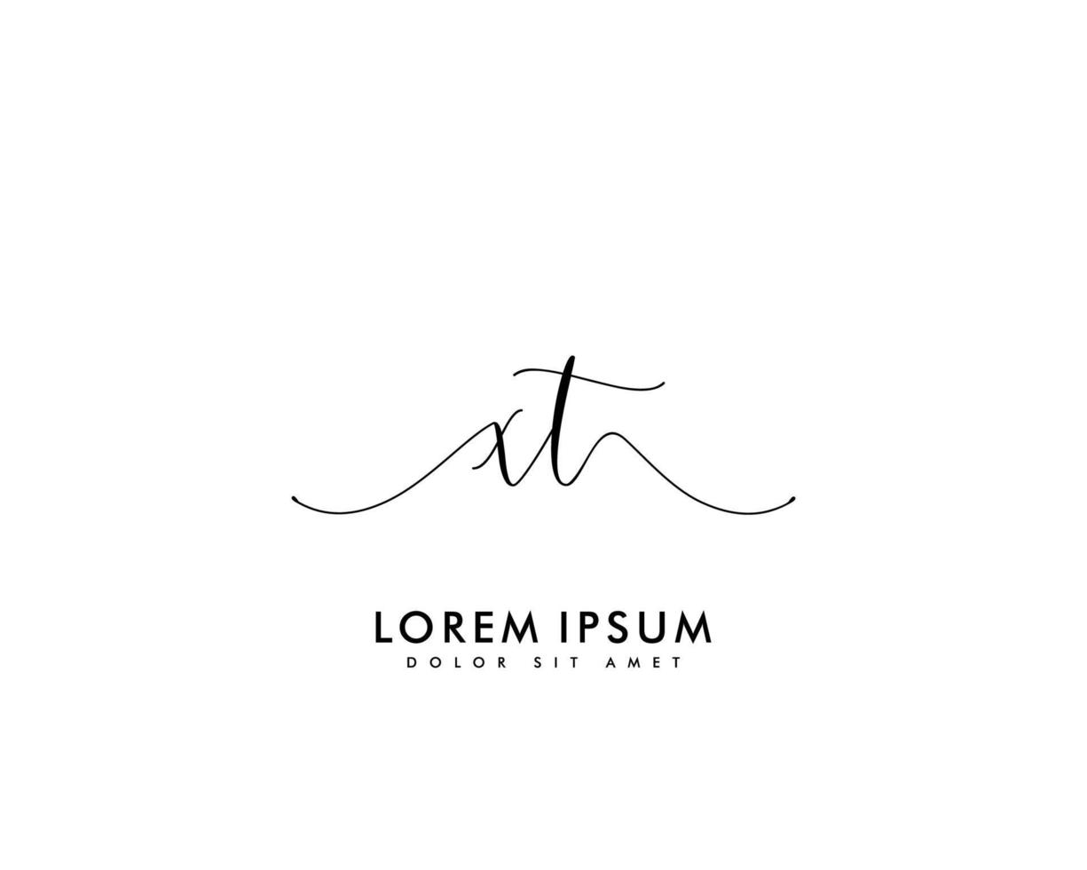 Initial letter XT Feminine logo beauty monogram and elegant logo design, handwriting logo of initial signature, wedding, fashion, floral and botanical with creative template vector