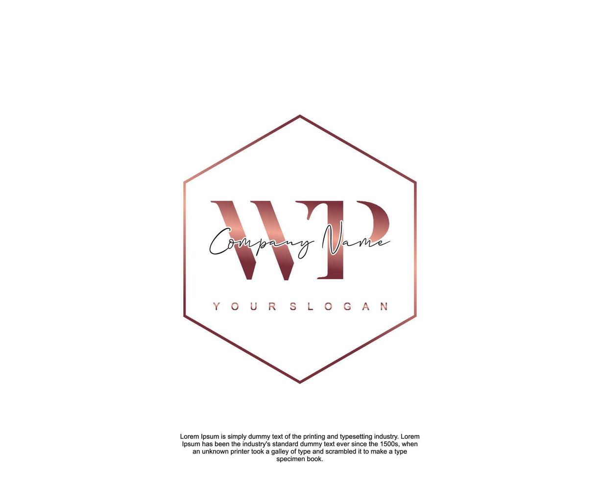 Initial letter WP Feminine logo beauty monogram and elegant logo design, handwriting logo of initial signature, wedding, fashion, floral and botanical with creative template vector