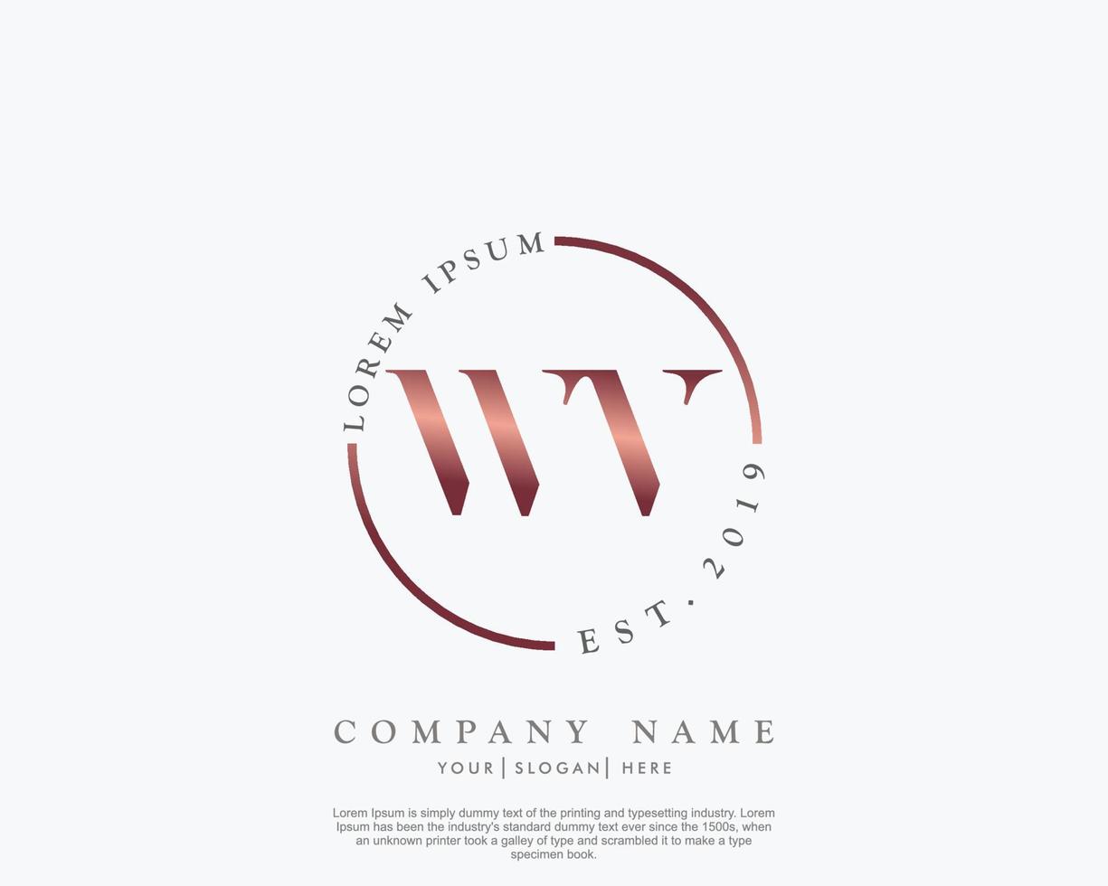 Initial letter WV Feminine logo beauty monogram and elegant logo design, handwriting logo of initial signature, wedding, fashion, floral and botanical with creative template vector