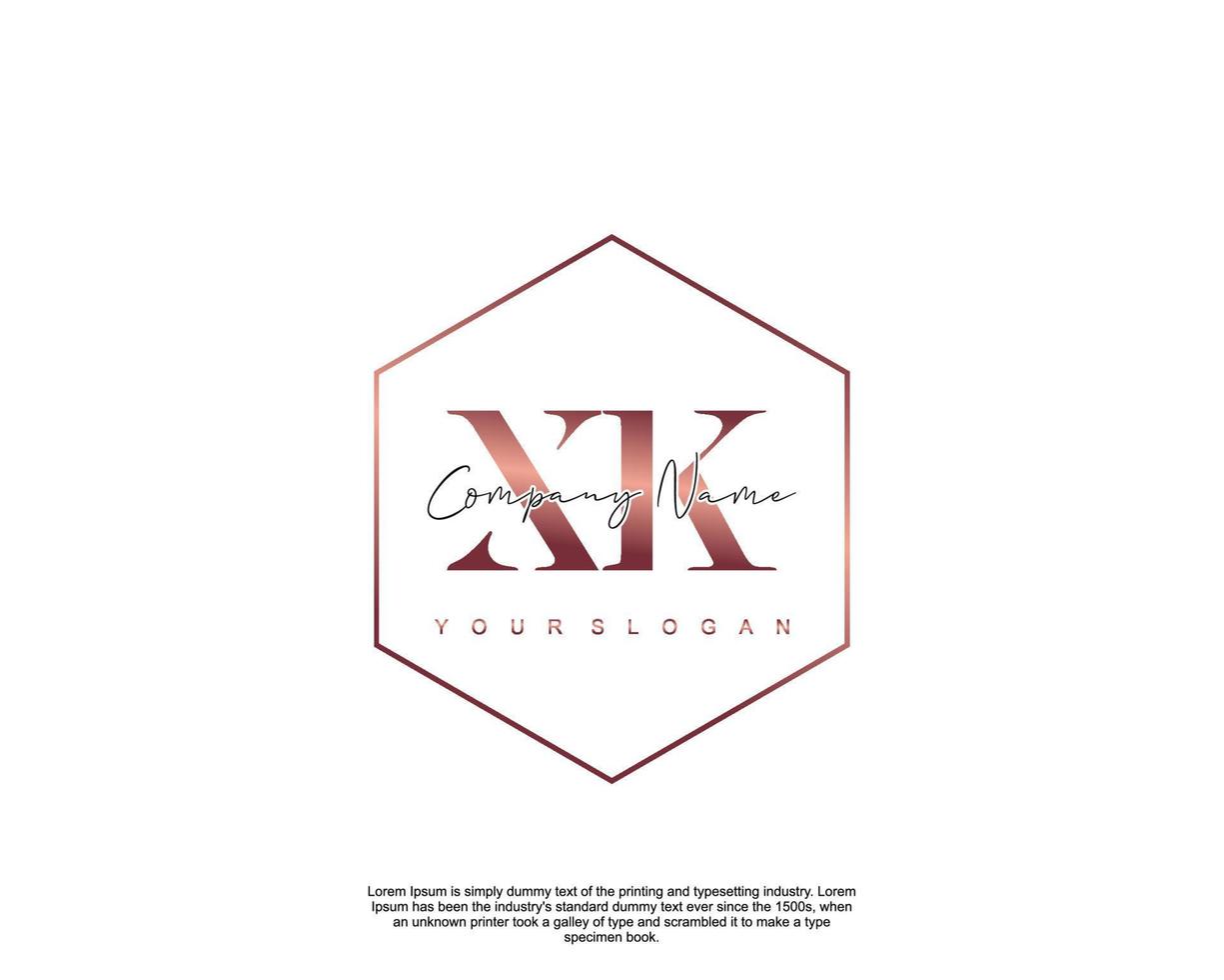 Initial letter XK Feminine logo beauty monogram and elegant logo design, handwriting logo of initial signature, wedding, fashion, floral and botanical with creative template vector