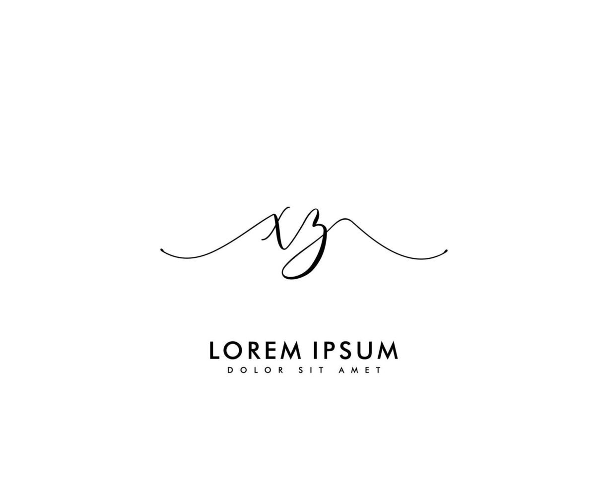 Initial letter XZ Feminine logo beauty monogram and elegant logo design, handwriting logo of initial signature, wedding, fashion, floral and botanical with creative template vector