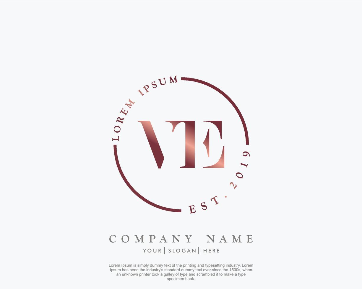 Initial letter VE Feminine logo beauty monogram and elegant logo design, handwriting logo of initial signature, wedding, fashion, floral and botanical with creative template vector