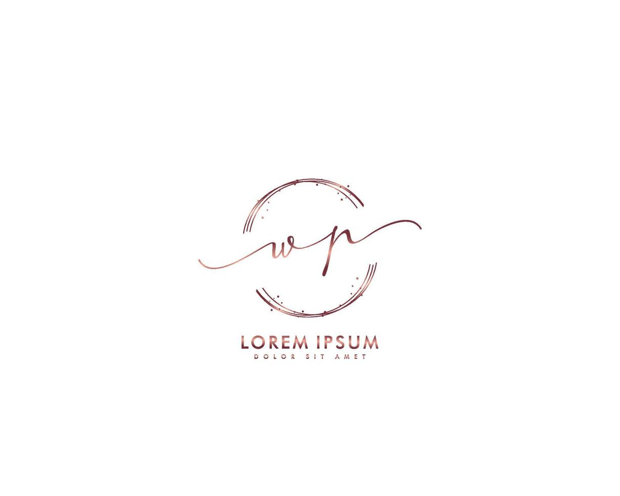 Initial letter WP Feminine logo beauty monogram and elegant logo design, handwriting logo of initial signature, wedding, fashion, floral and botanical with creative template vector