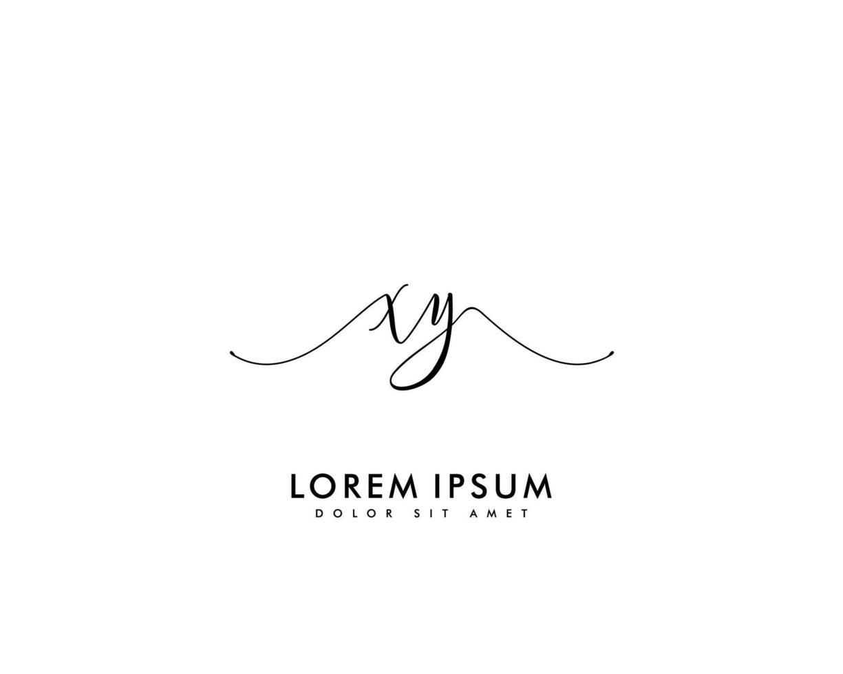 Initial letter XY Feminine logo beauty monogram and elegant logo design, handwriting logo of initial signature, wedding, fashion, floral and botanical with creative template vector