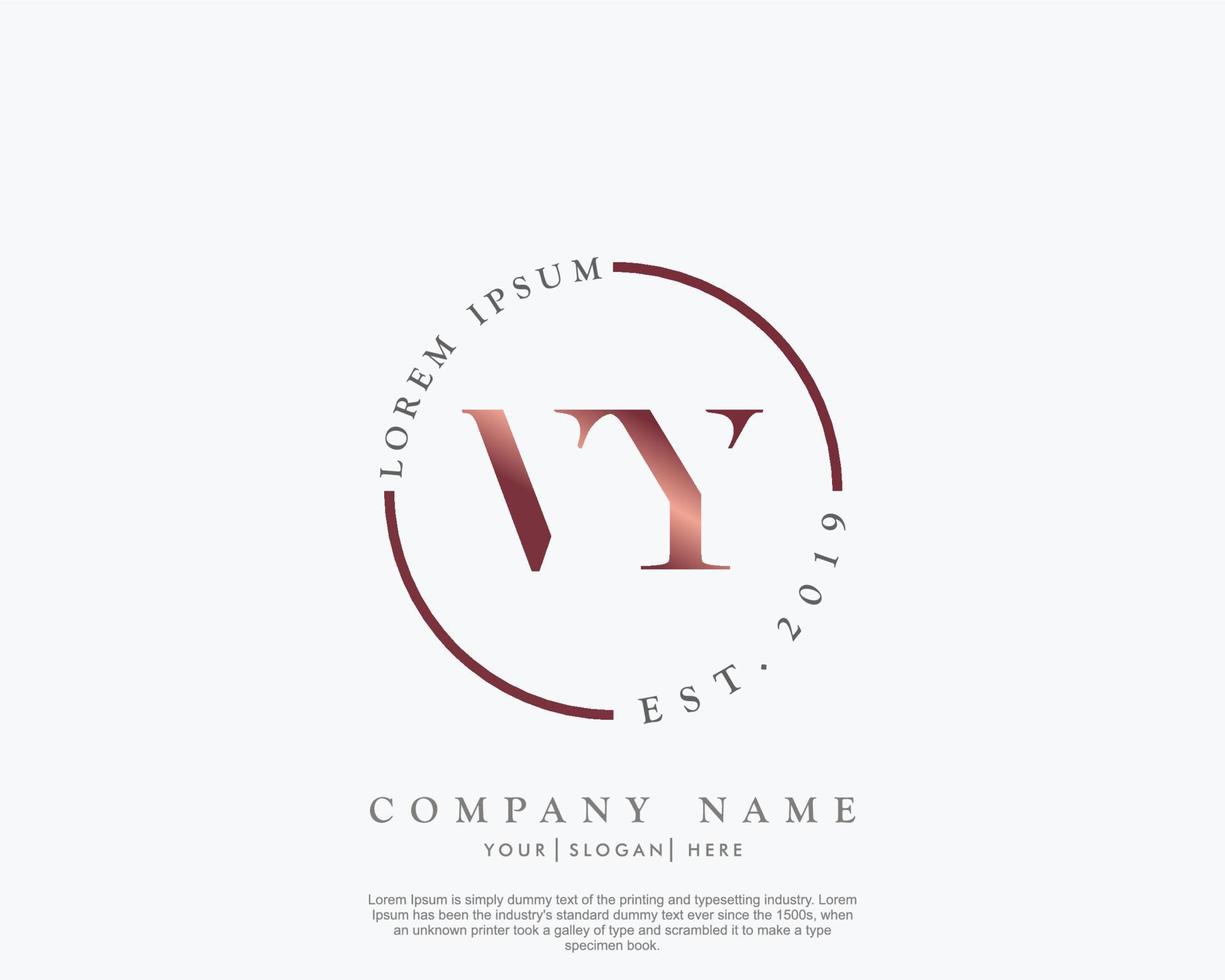 Initial letter VY Feminine logo beauty monogram and elegant logo design, handwriting logo of initial signature, wedding, fashion, floral and botanical with creative template vector