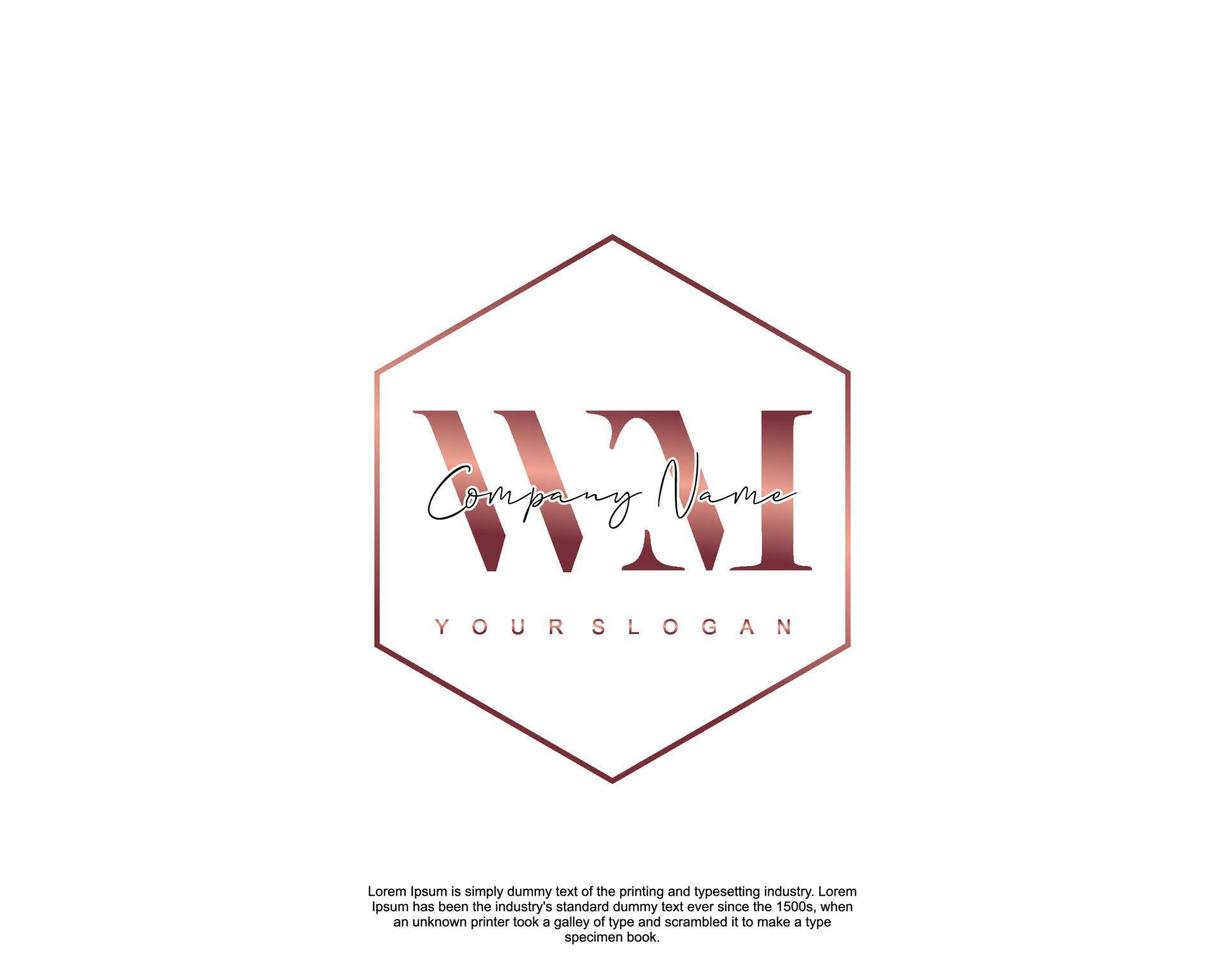 Initial letter WM Feminine logo beauty monogram and elegant logo design, handwriting logo of initial signature, wedding, fashion, floral and botanical with creative template vector