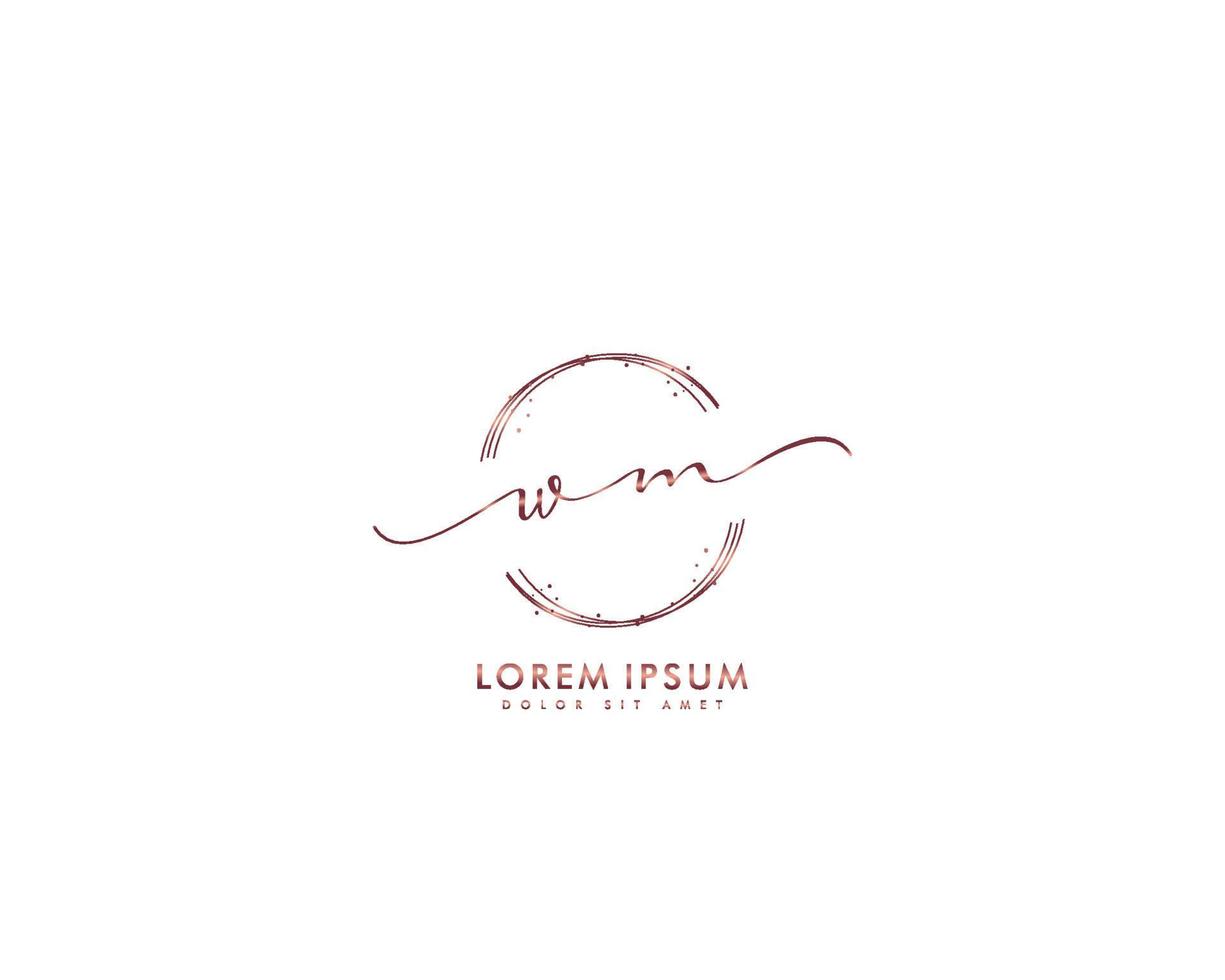 Initial letter WM Feminine logo beauty monogram and elegant logo design, handwriting logo of initial signature, wedding, fashion, floral and botanical with creative template vector