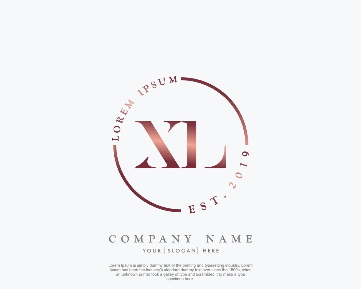 Initial letter XL Feminine logo beauty monogram and elegant logo design, handwriting logo of initial signature, wedding, fashion, floral and botanical with creative template vector
