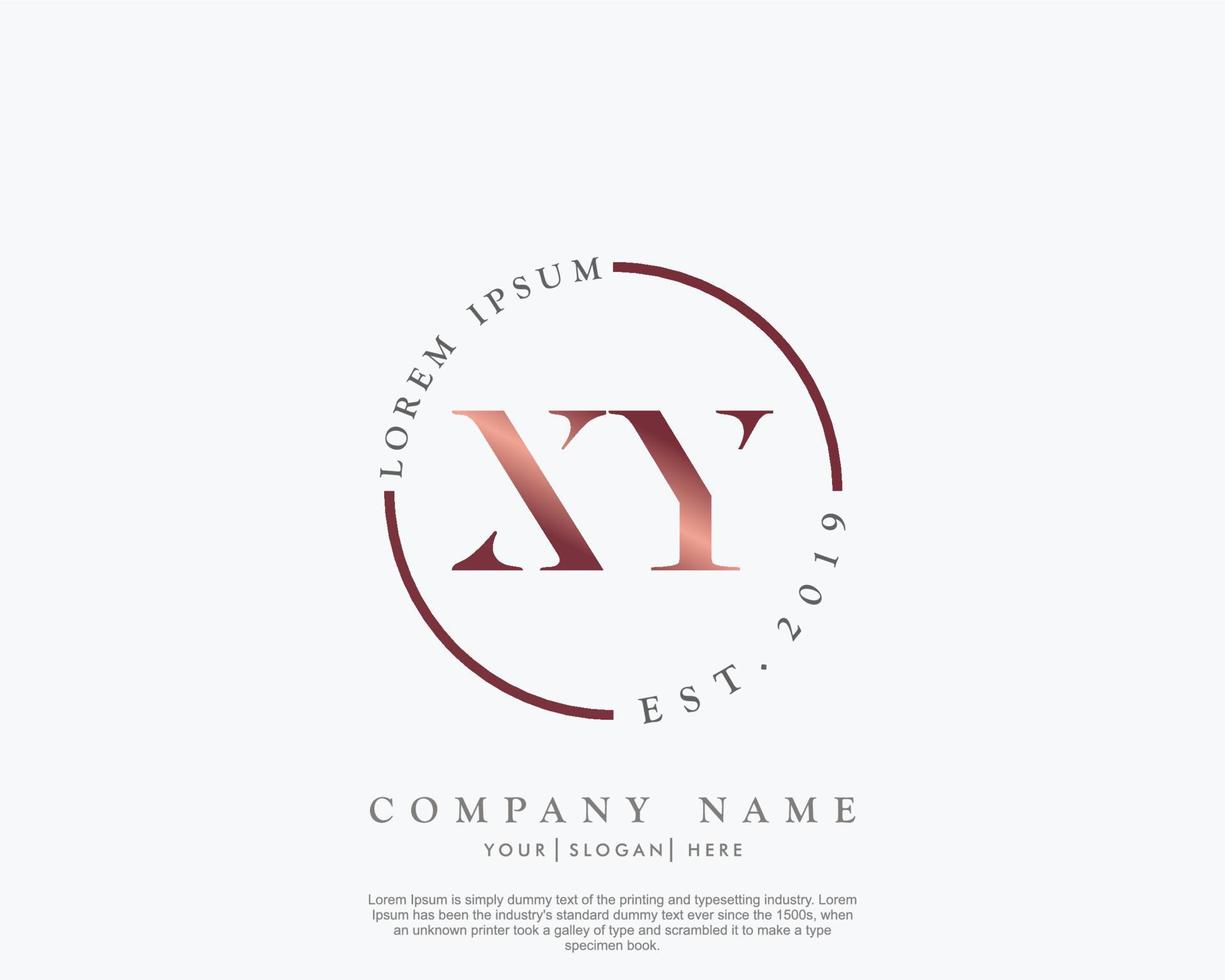 Initial letter XY Feminine logo beauty monogram and elegant logo design, handwriting logo of initial signature, wedding, fashion, floral and botanical with creative template vector