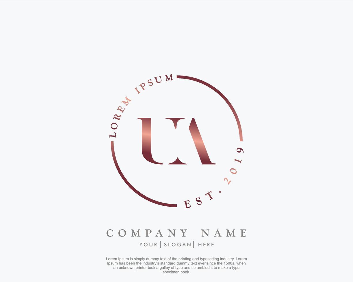 Initial letter UA Feminine logo beauty monogram and elegant logo design, handwriting logo of initial signature, wedding, fashion, floral and botanical with creative template vector