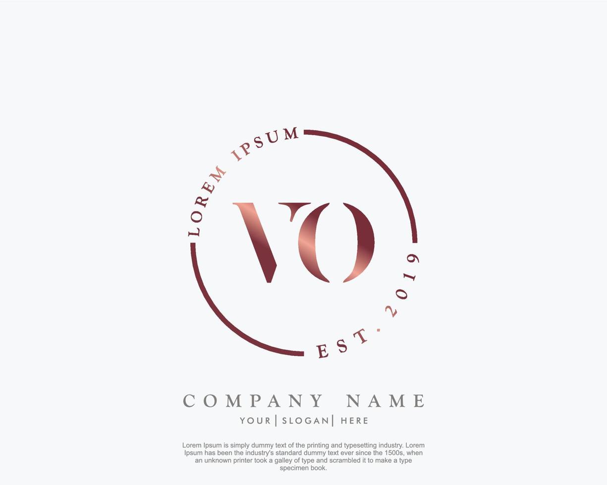 Initial letter VO Feminine logo beauty monogram and elegant logo design, handwriting logo of initial signature, wedding, fashion, floral and botanical with creative template vector