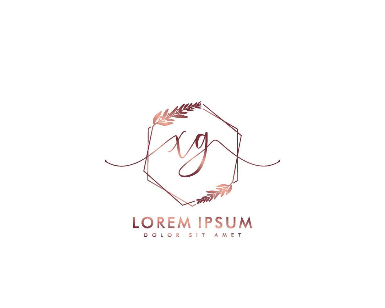 Initial letter XG Feminine logo beauty monogram and elegant logo design, handwriting logo of initial signature, wedding, fashion, floral and botanical with creative template vector