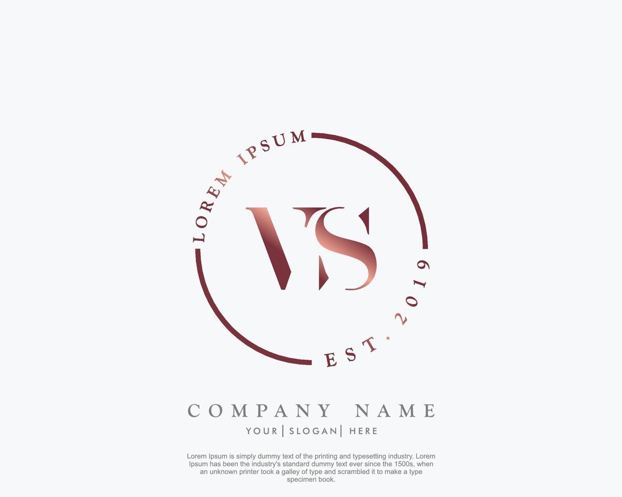 Initial letter VS Feminine logo beauty monogram and elegant logo design, handwriting logo of initial signature, wedding, fashion, floral and botanical with creative template vector