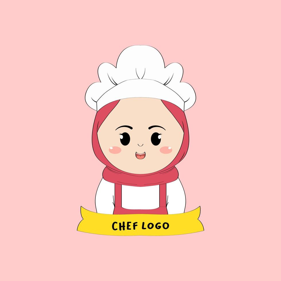 vector illustration of a female chef wearing a hijab