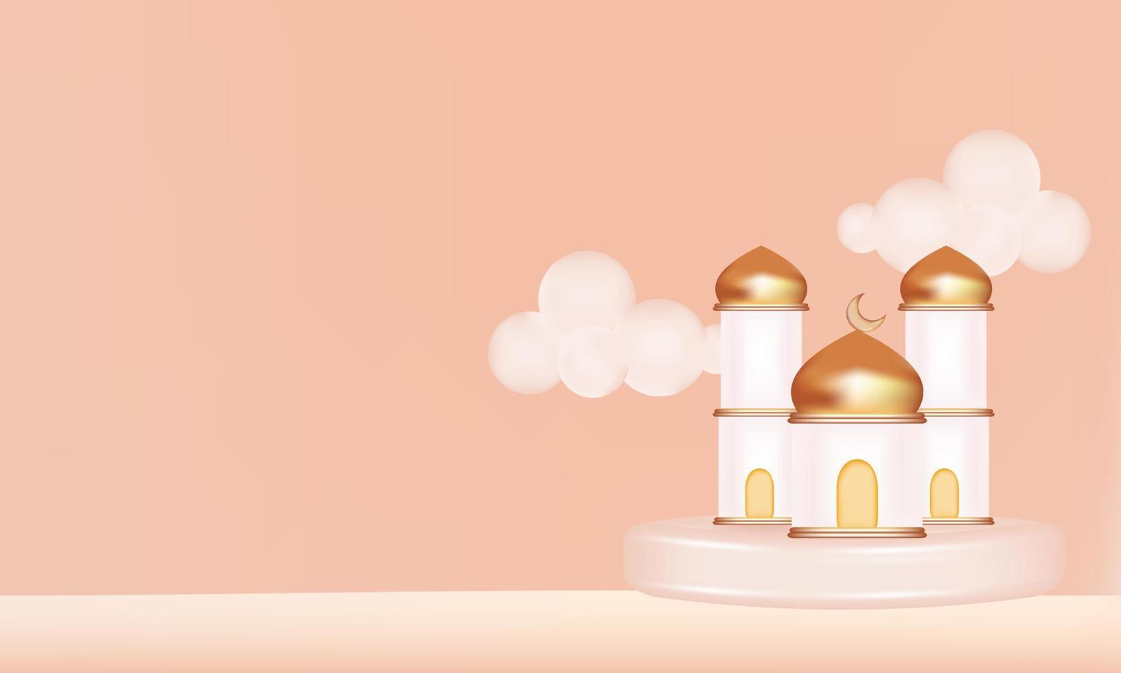 3d realistic islamic ramadan decoration with podium vector