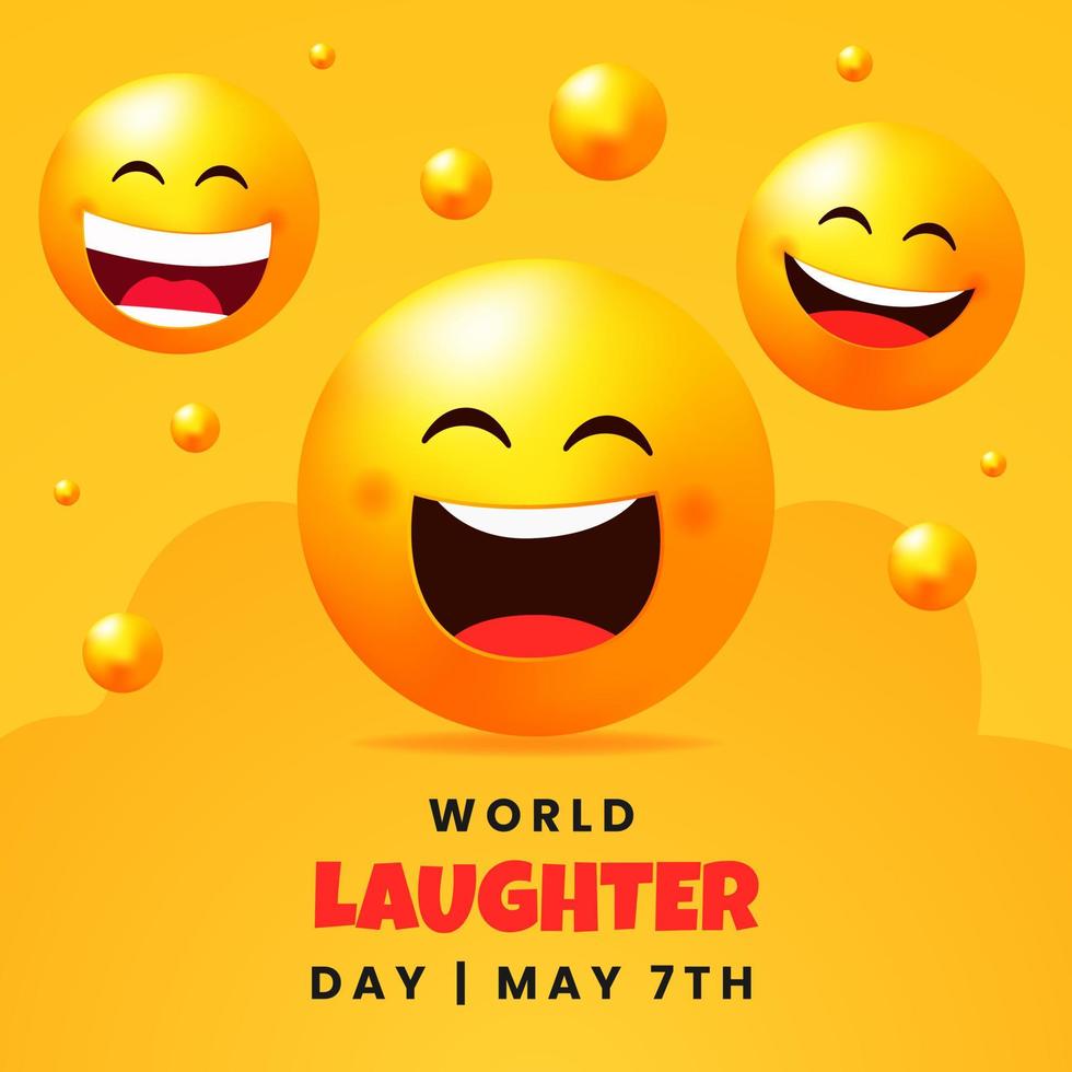 World laughter Day May 7th with laugh emoticons illustration vector