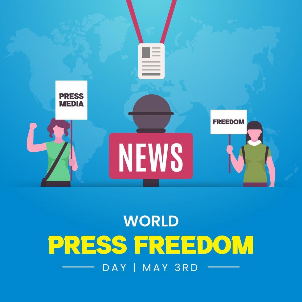 World press freedom day May 3rd with demonstration and news mic illustration vector