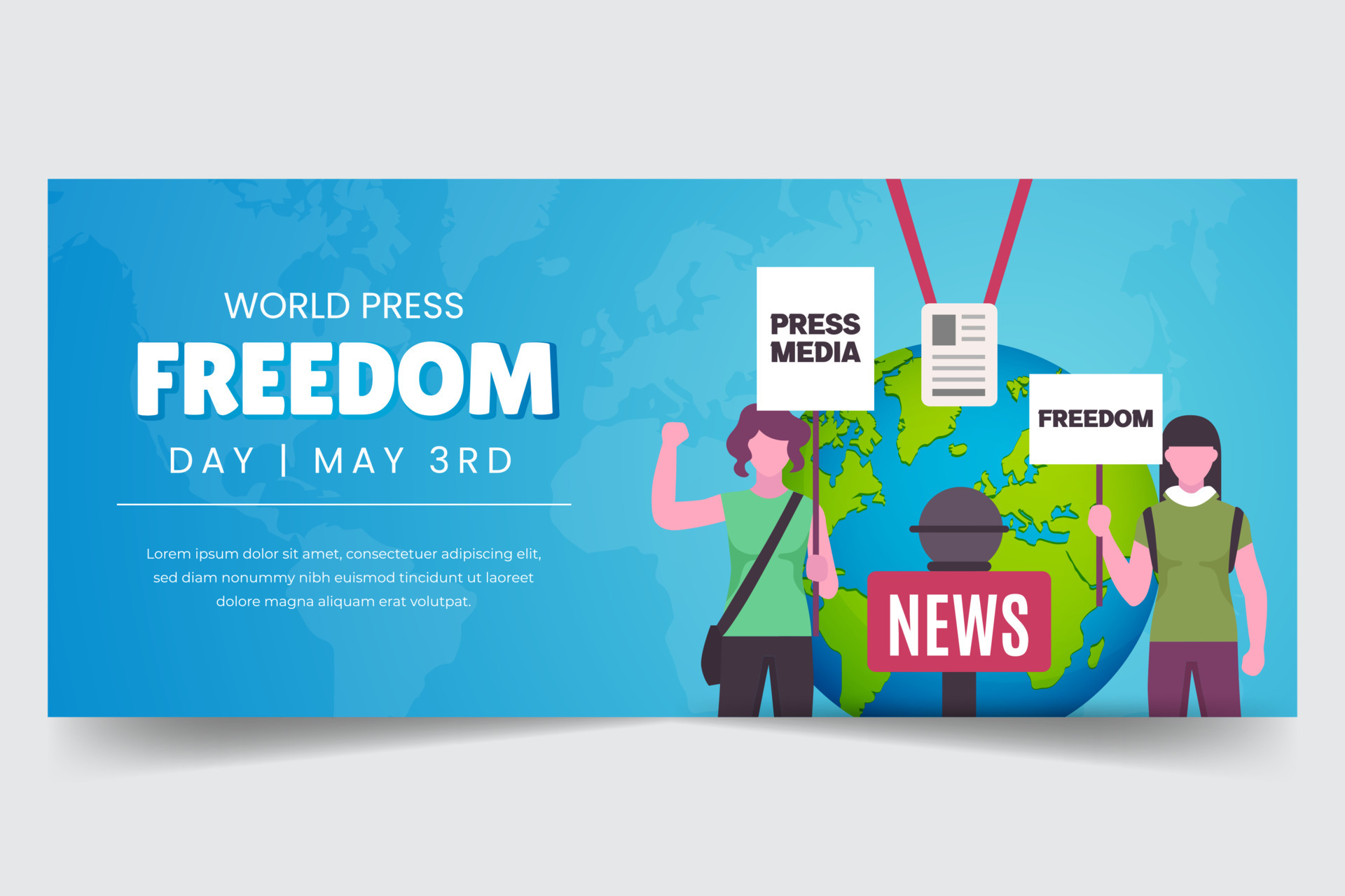 World press freedom day May 3rd with demonstration and news mic