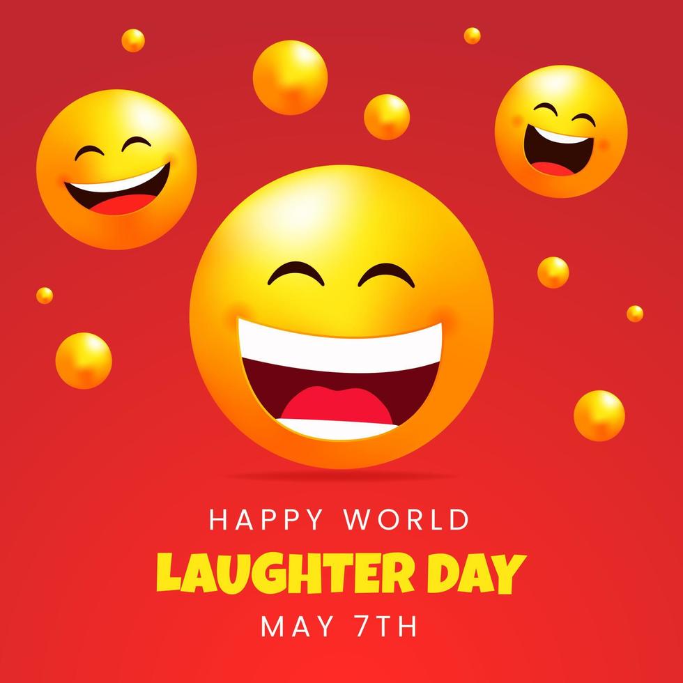 Happy world laughter day May 7th with emoticons illustration vector