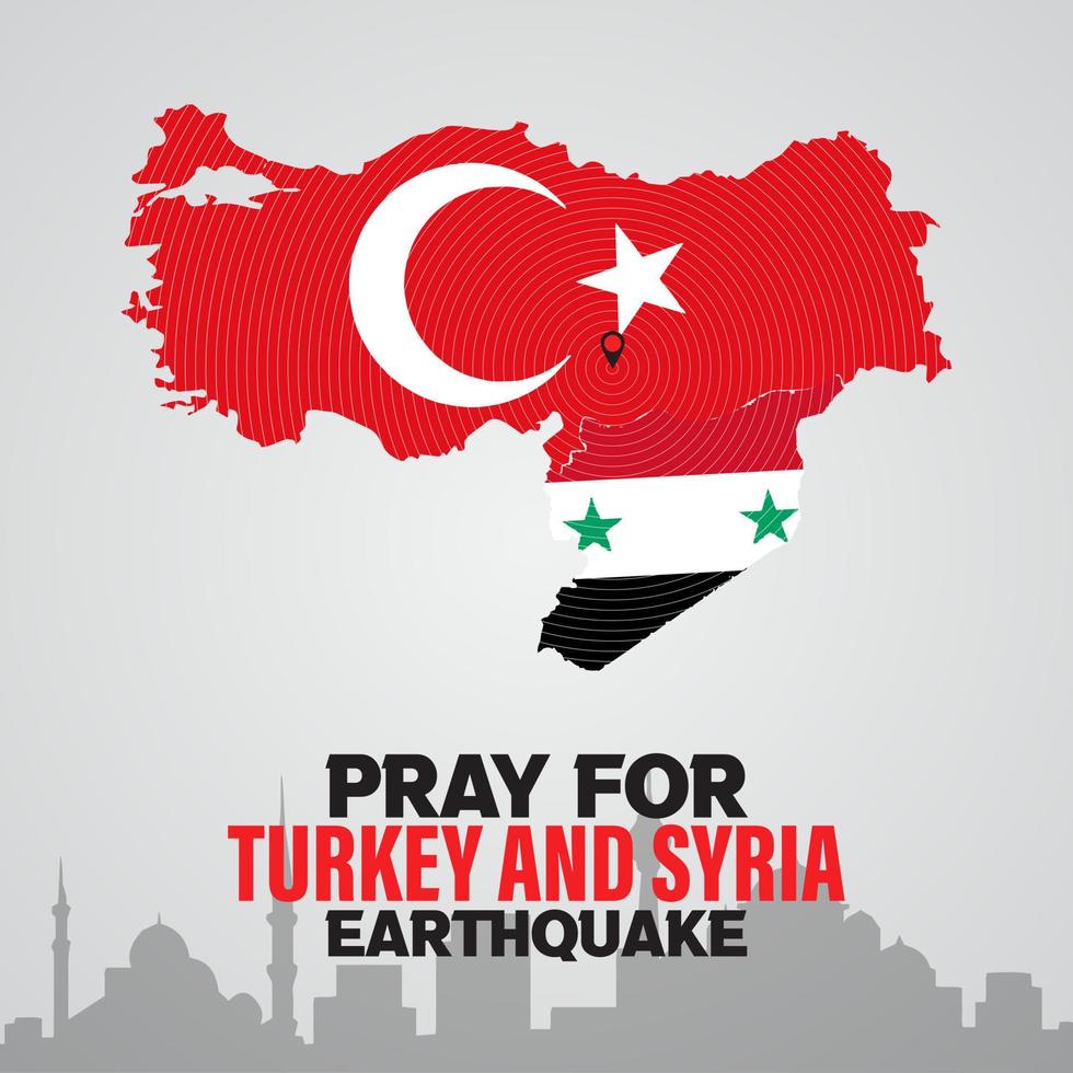 Pray for Turkey and Syria earthquake om isolated background vector