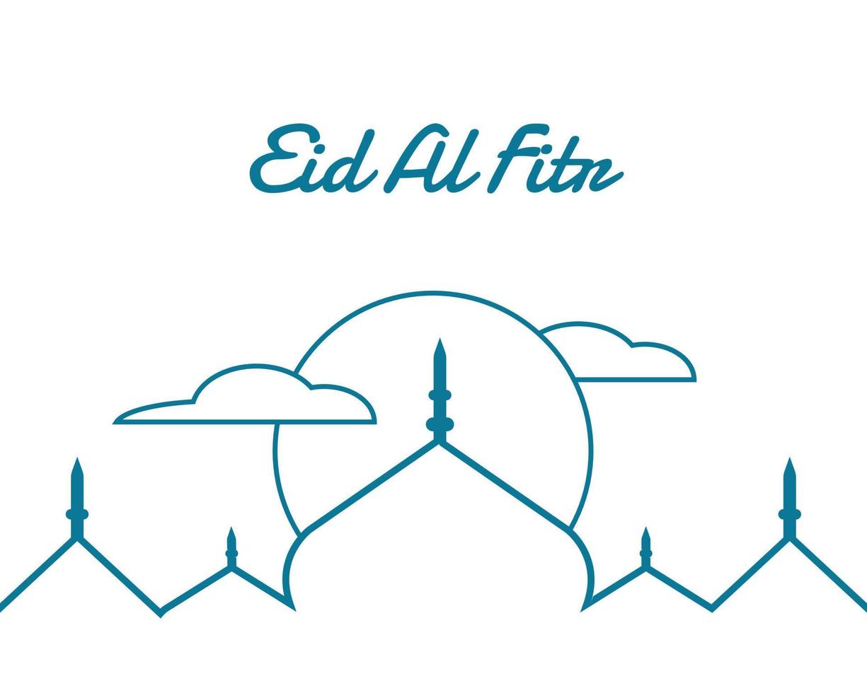 Eid Al Fitr Mosque Line Art vector