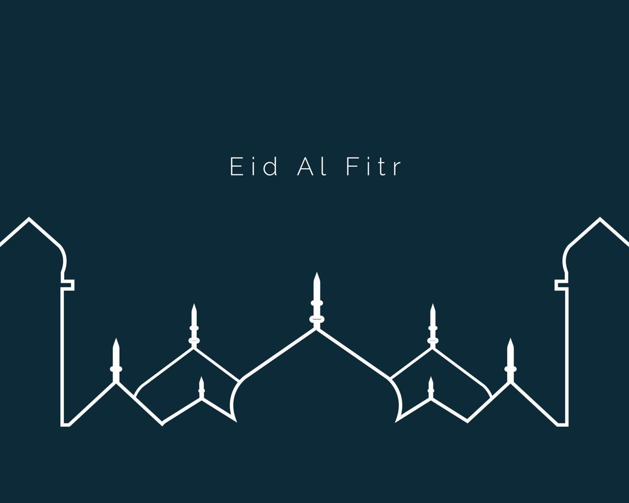 Eid Al Fitr Simple Line Art vector
