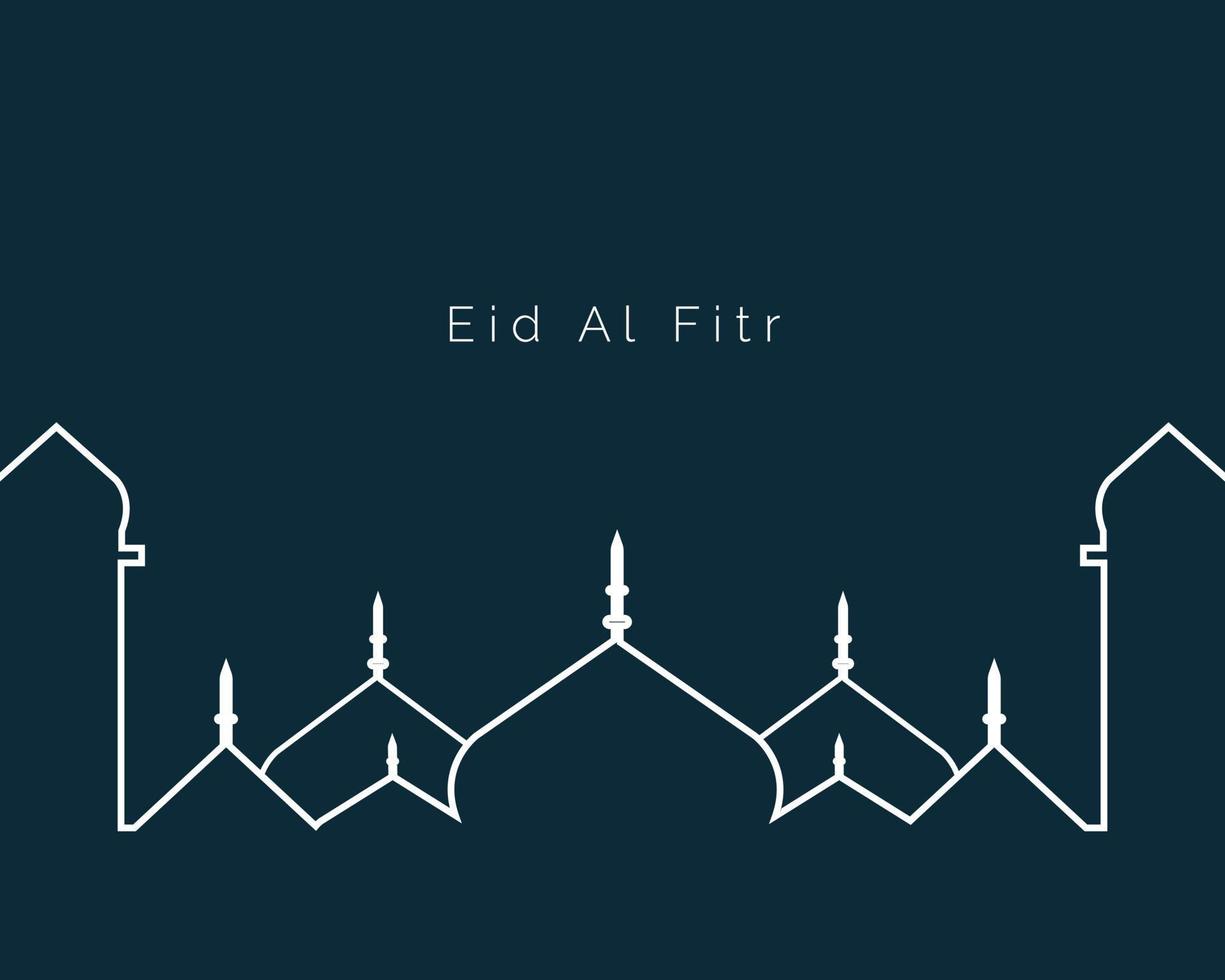 Eid Al Fitr Simple Line Art vector