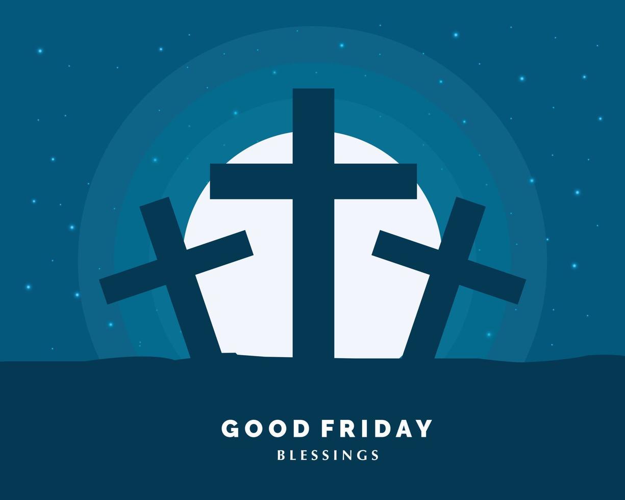 Good Friday Cross Night Background vector