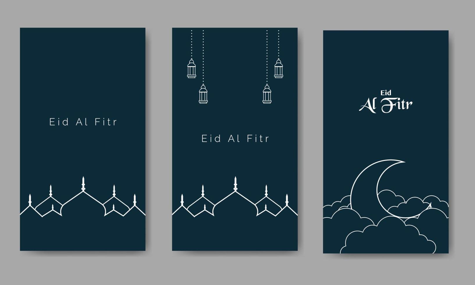 Eid Al Fitr Bundle Template Line Art vector