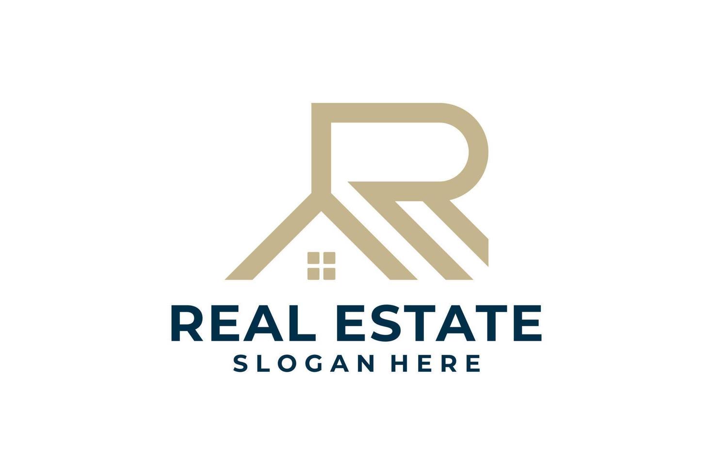 Letter r real estate logo design vector