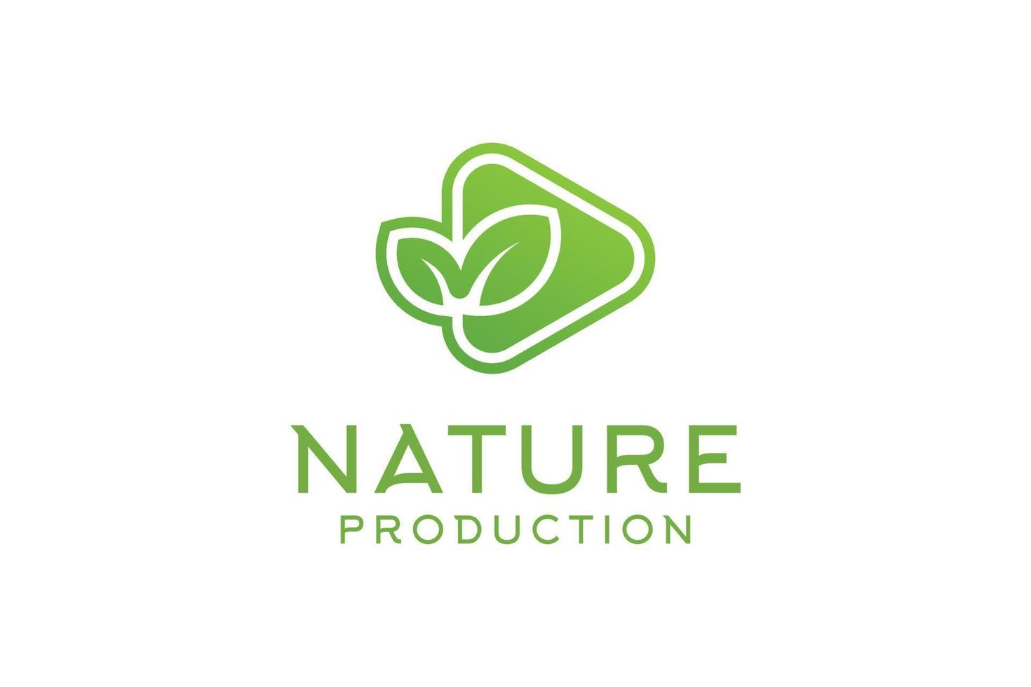 Nature production green logo video play vector