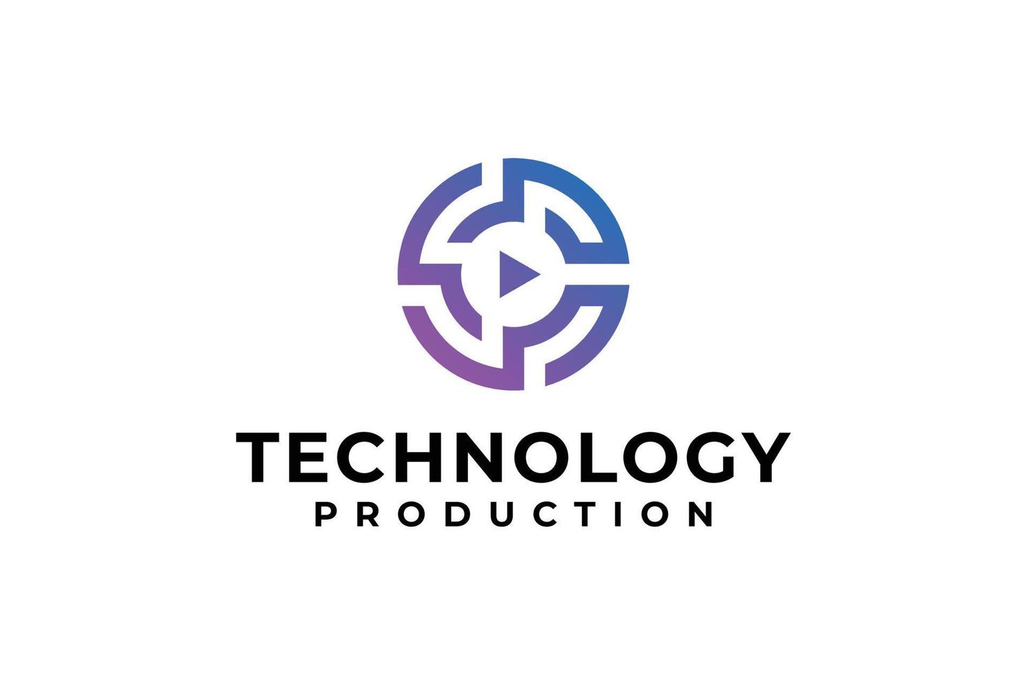Video technology production play logo design vector