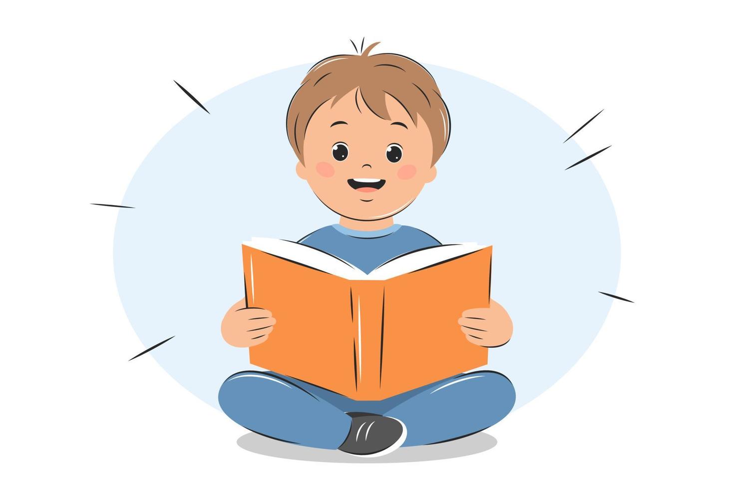 niño niño leyendo un libro. concepto de conocimiento y educación. ilustración vectorial vector