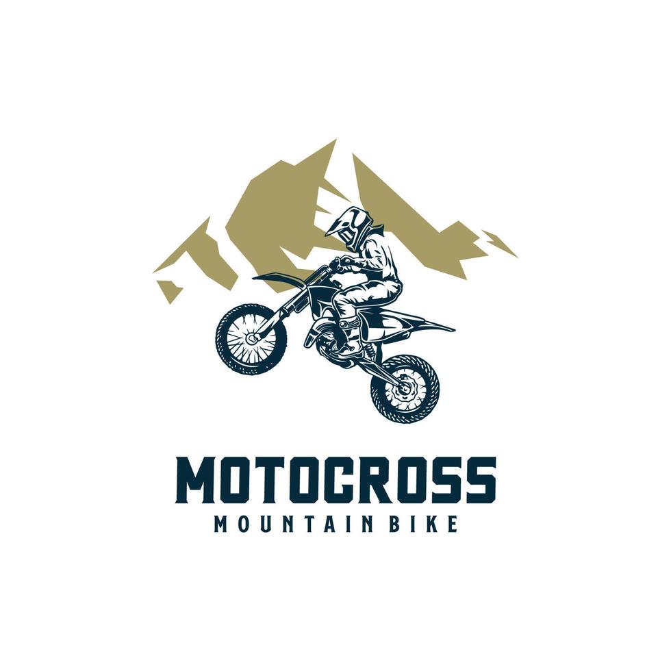 Motocross jump in the mountain logo design vector