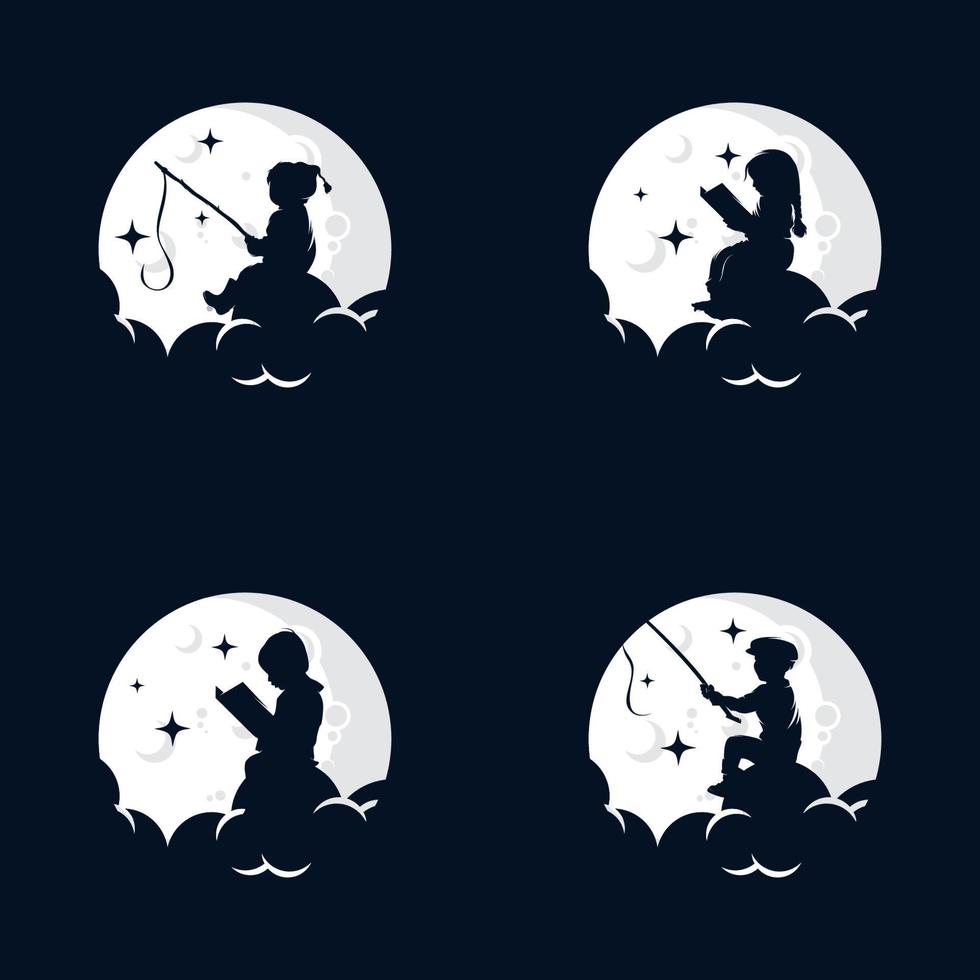 conjunto de plantilla de diseño de logotipo de sueño de niños vector