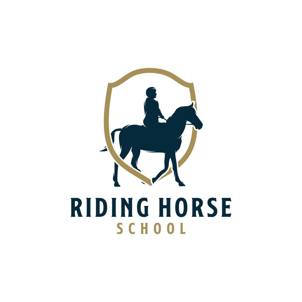 Riding schools and equestrian team logo design vector